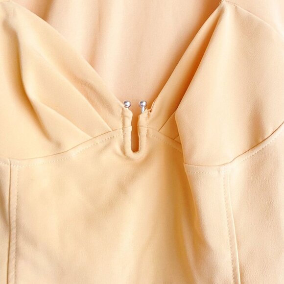 NWT Zara Pastel Yellow Sweetheart  Neckline Sleeveless Bodysuit L - Picture 3 of 5